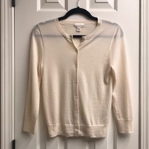 J. Crew Sz S 100% Italian Cashmere Cream Cardigan